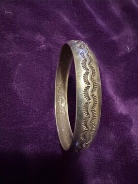 925 Sterling silverEtched Bangle Bracelet